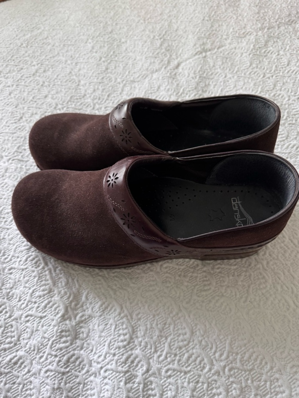 Dansko Women’s Slip-On Clog — Dark Brown Suede and Leather